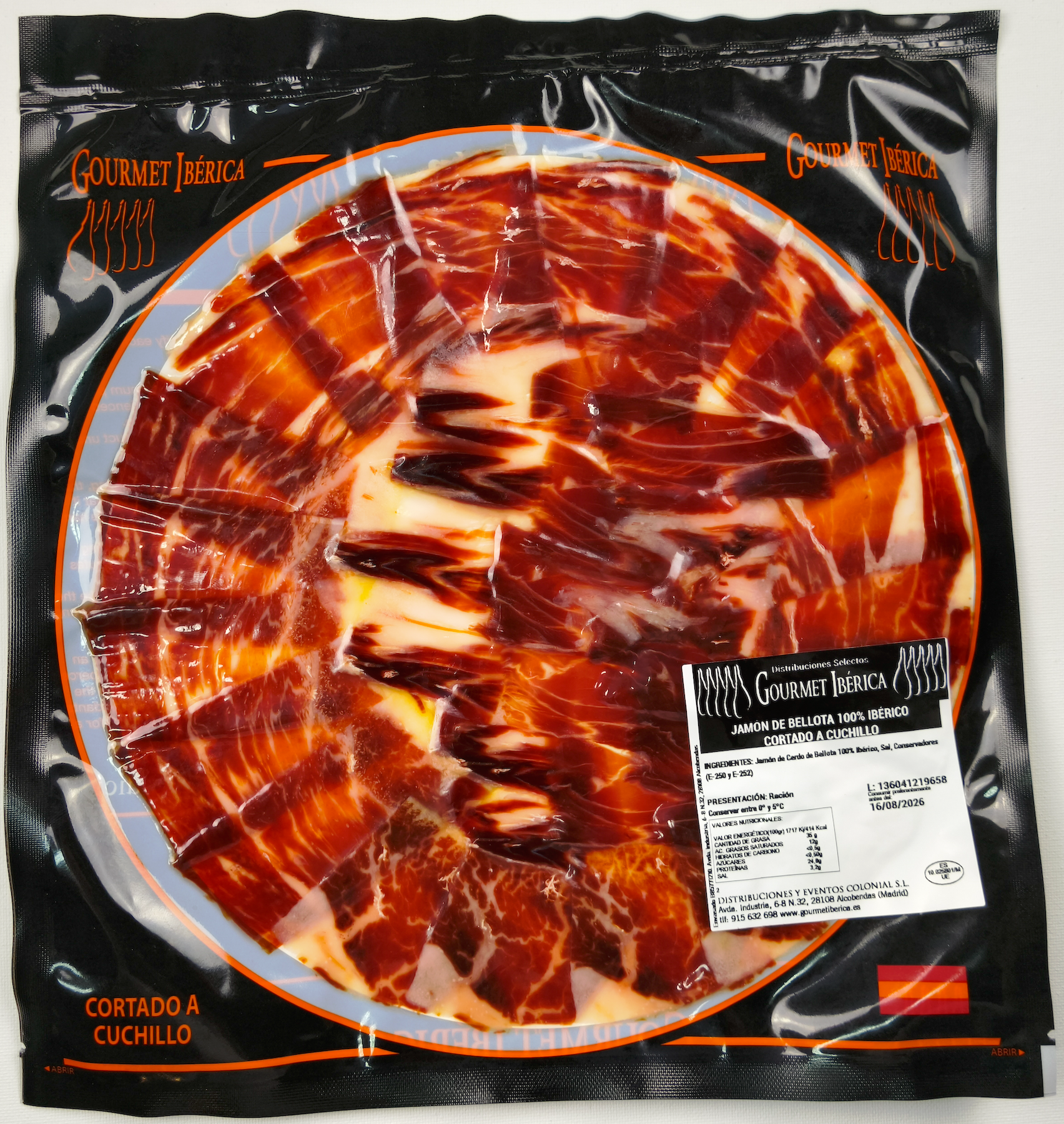 Plato de Jamón de Bellota 100% Ibérico envasado al vacío